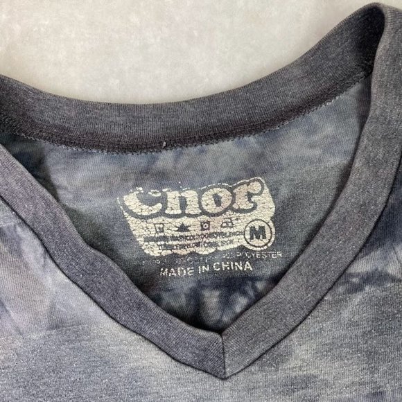 CHOR Men's Short Sleeve Distressed Striped V-Neck T-Shirt Size MEDIUM - Picture 2 of 4